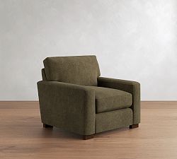 Open Box: Turner Square Arm Small Chair without Nailheads (36") - Rustic Chenille Dark Moss