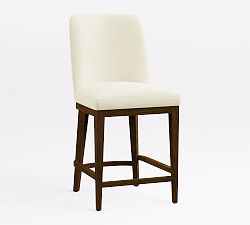 Open Box: Layton Leather Stool, Counter (25.5") - Signature Chalk, Vintage Amber Legs
