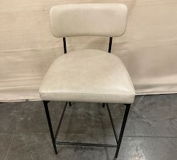 Open Box: Maison Leather Counter Stool (24") - Statesville Pebble, Antique Bronze Legs