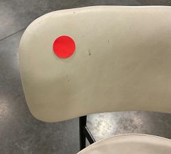 Open Box: Maison Leather Stool, Counter (24") - Statesville Pebble, Antique Bronze Legs