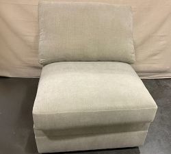 Open Box: Pearce Modern Square Arm Armless Chair - Performance Casual Chenille Parchment, Espresso Legs