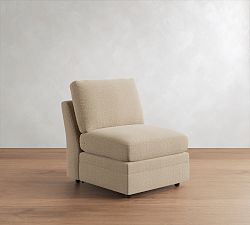Open Box: Pearce Modern Square Arm Armless Chair - Performance Casual Chenille Parchment, Espresso Legs