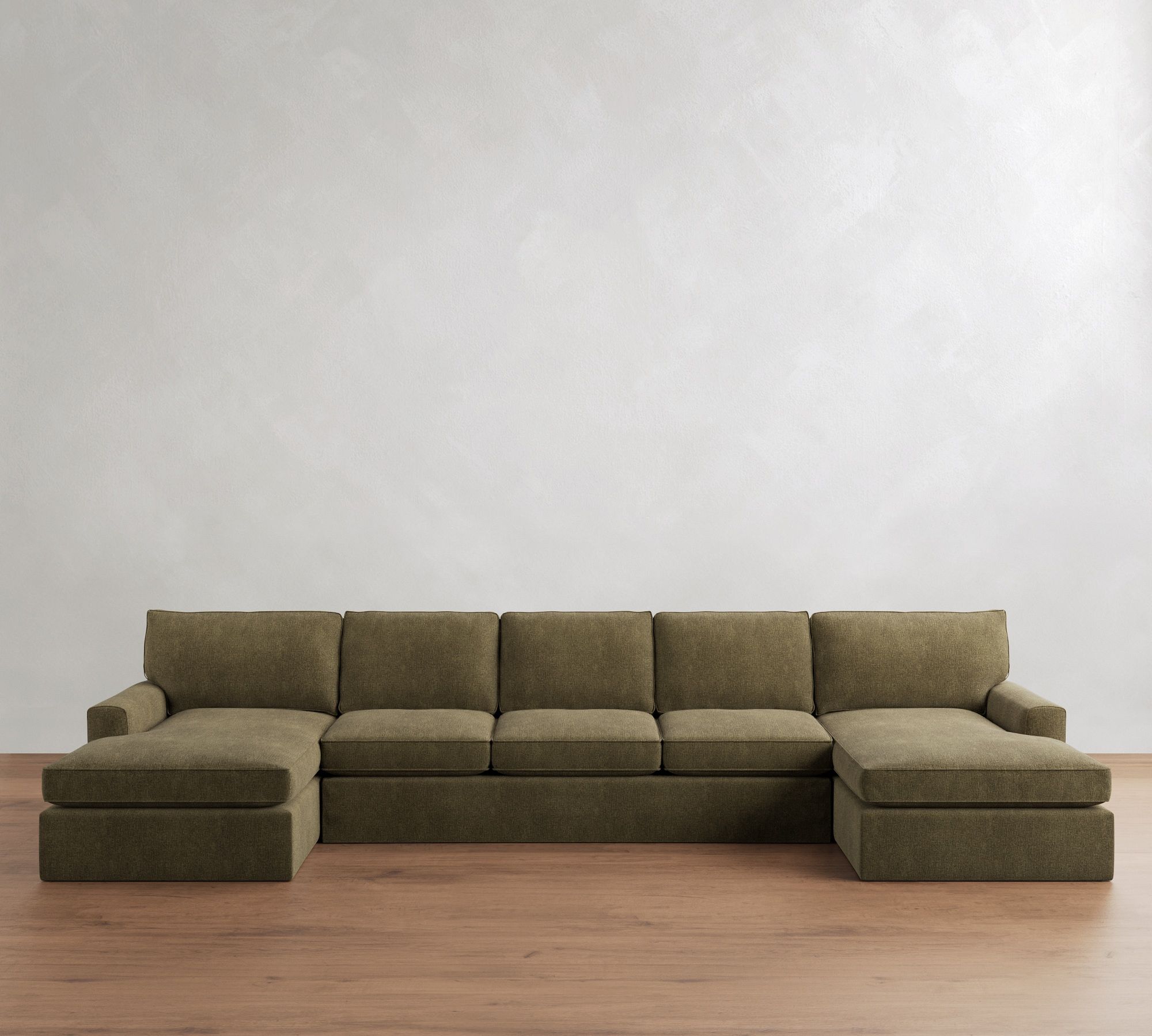 Pearce Square Arm Slipcovered Double Chaise Sectional (124"&ndash;175")