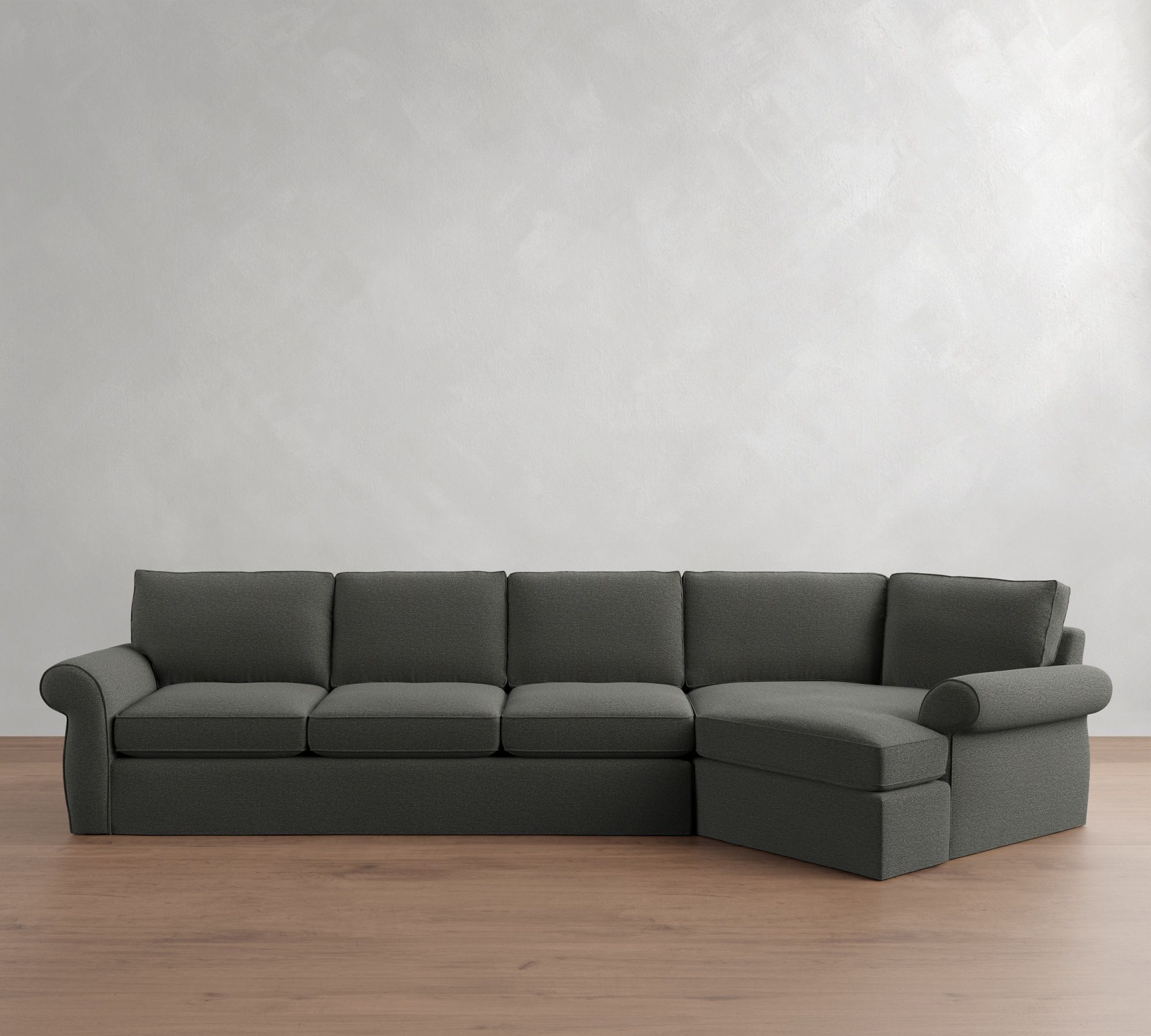 Pearce Roll Arm Slipcovered Cuddle Chaise Sectional (143"-173")