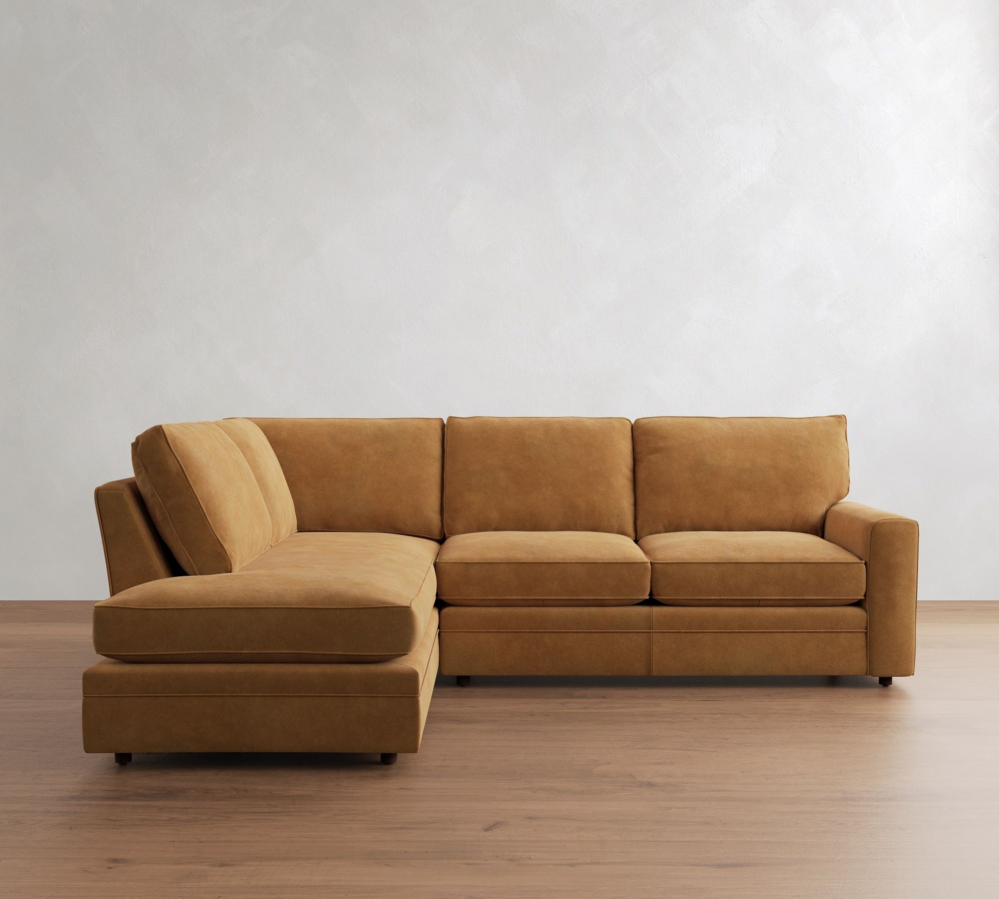 Pearce Square Arm Leather Return Bumper Sectional (112") - thumbnail 6