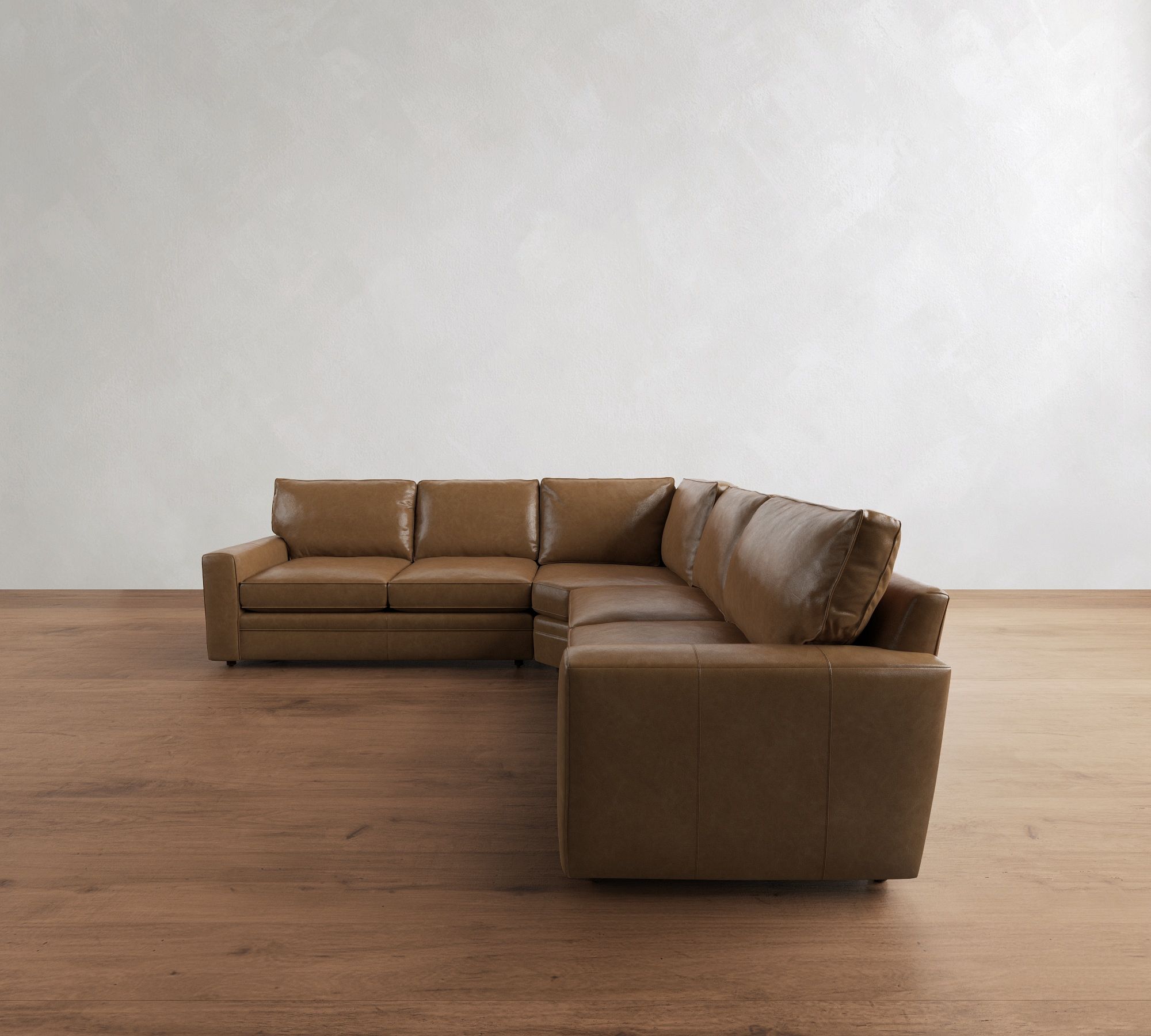 Pearce Square Arm Leather 3-Piece L-Shaped Wedge Sectional (120") - thumbnail 10