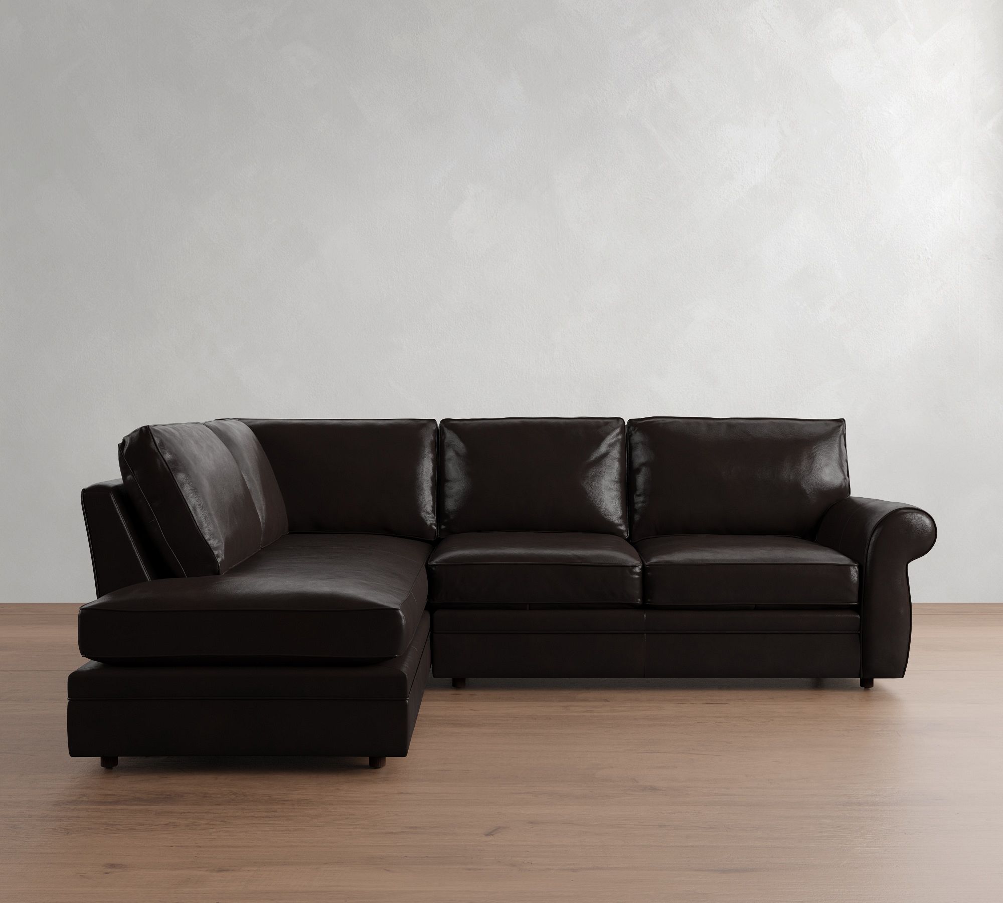 Pearce Roll Arm Leather Return Bumper Sectional (117")