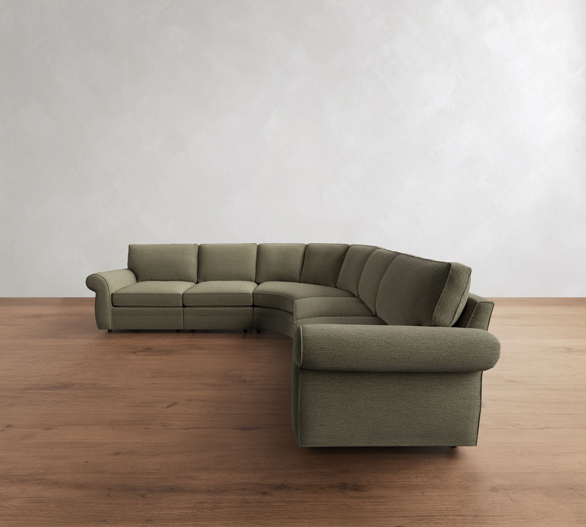 Pearce Roll Arm 5-Piece Curved Wedge Sectional (130")