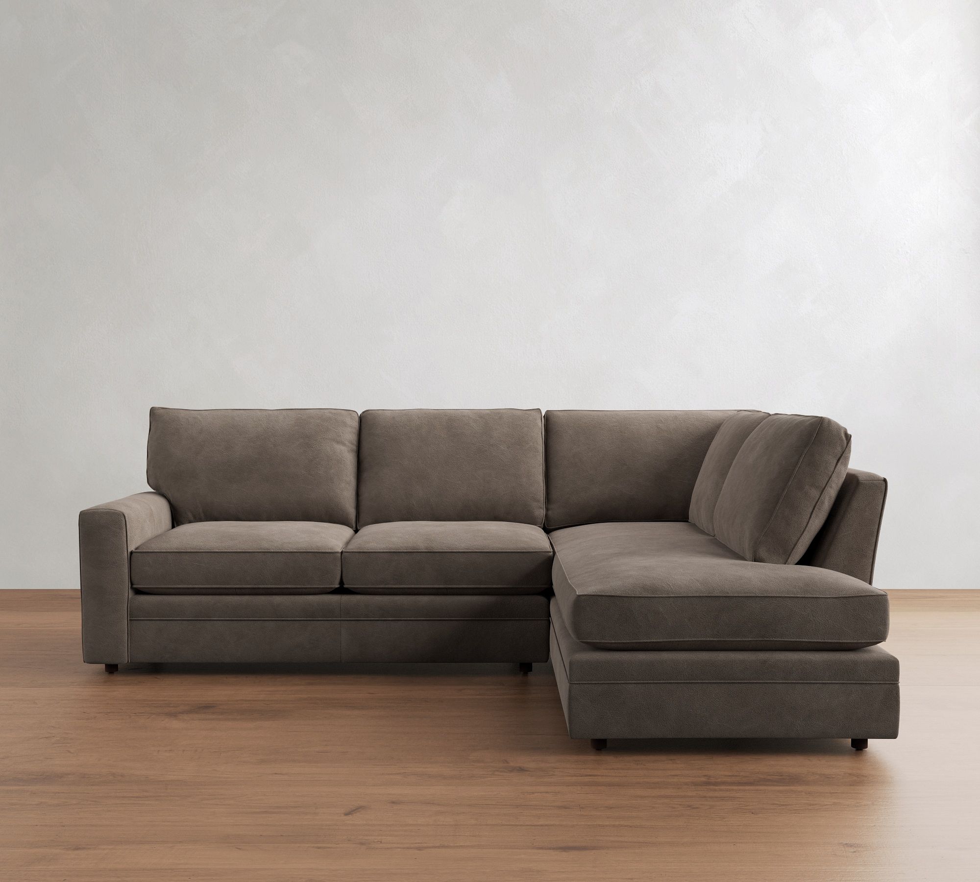 Pearce Square Arm Leather Return Bumper Sectional (112")
