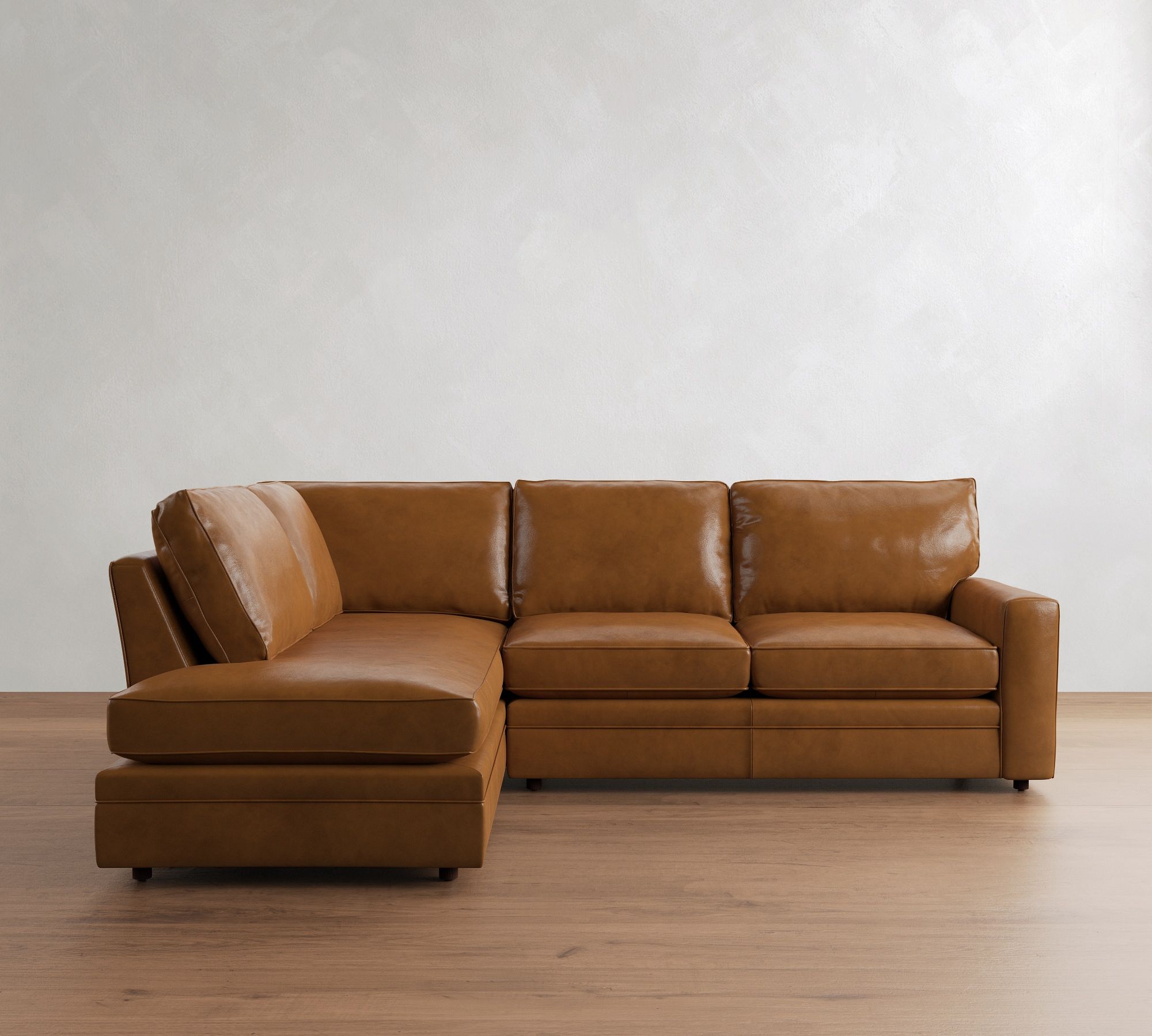 Pearce Square Arm Leather Return Bumper Sectional (112") - thumbnail 7