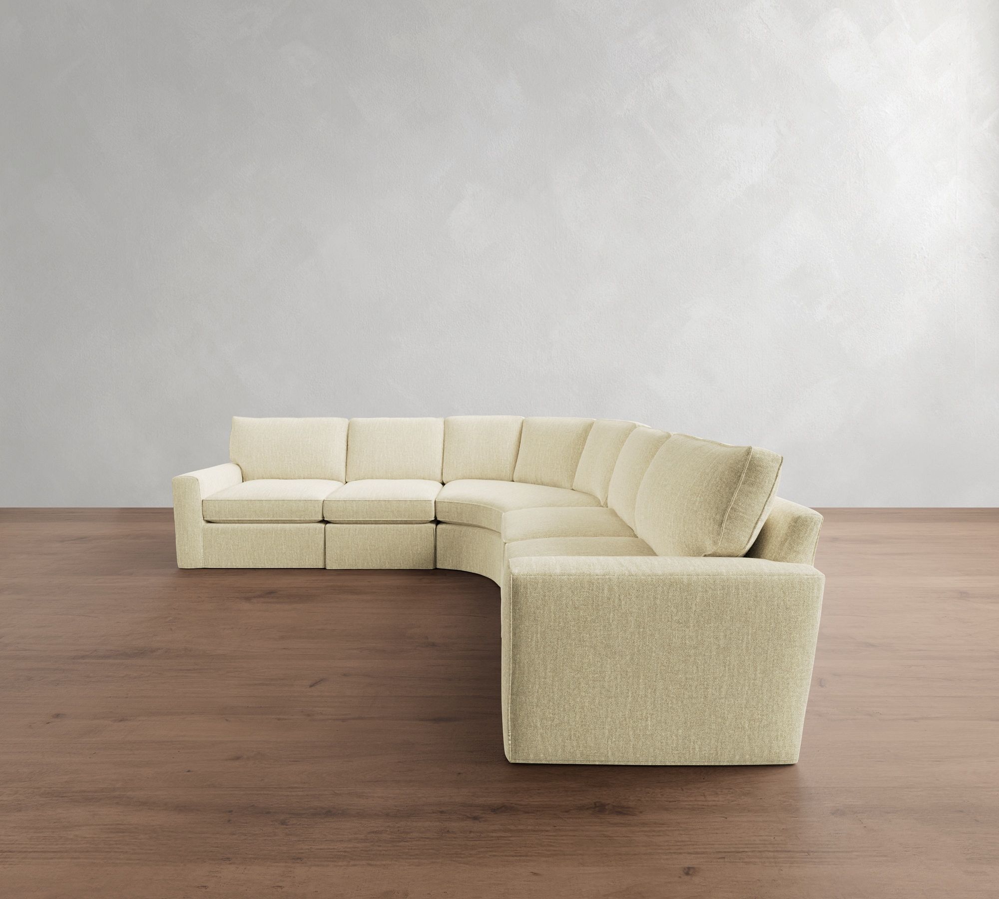 Pearce Square Arm Slipcovered 5-Piece Curved Wedge Sectional (127")