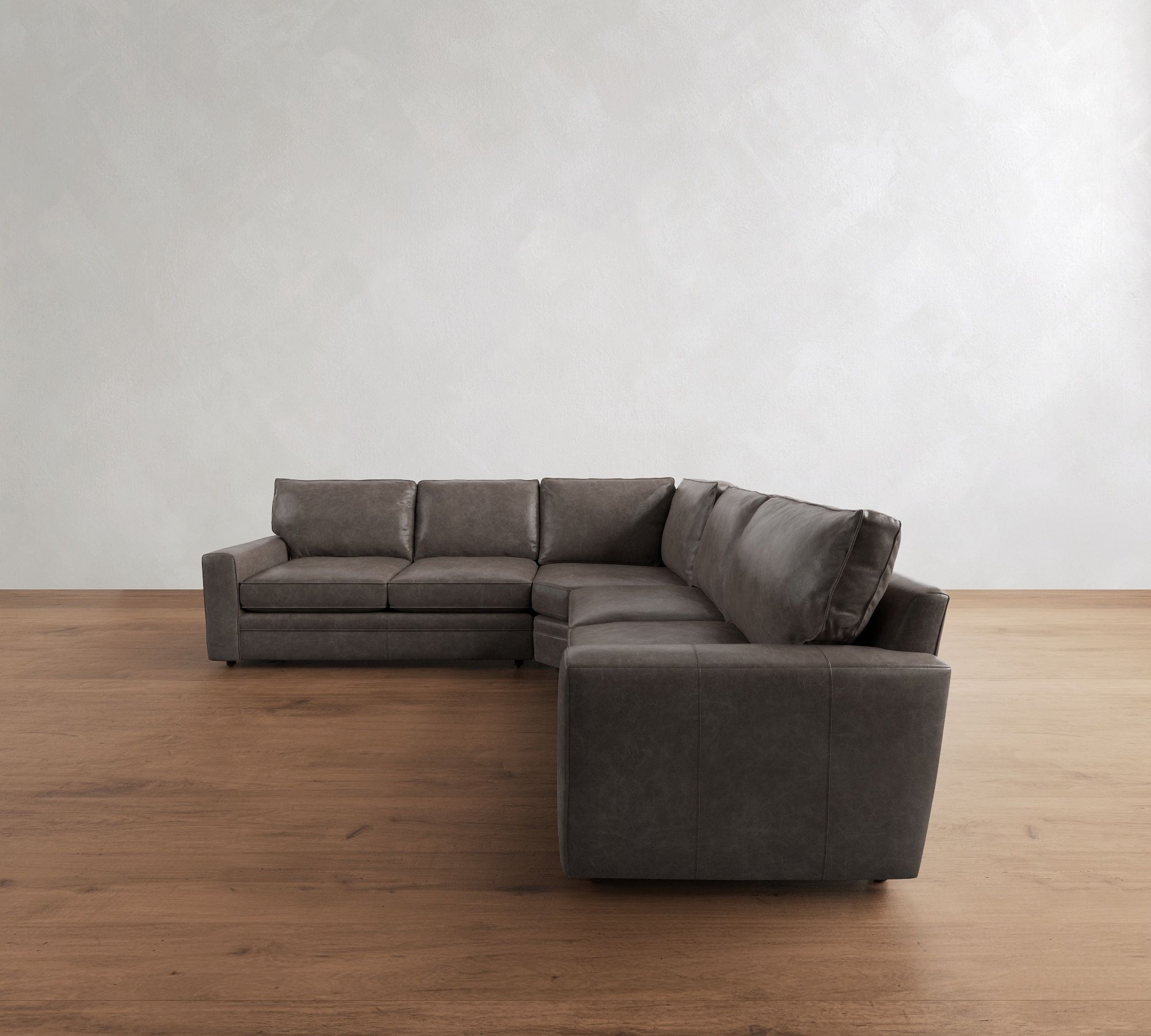Pearce Square Arm Leather 3-Piece L-Shaped Wedge Sectional (120") - thumbnail 2