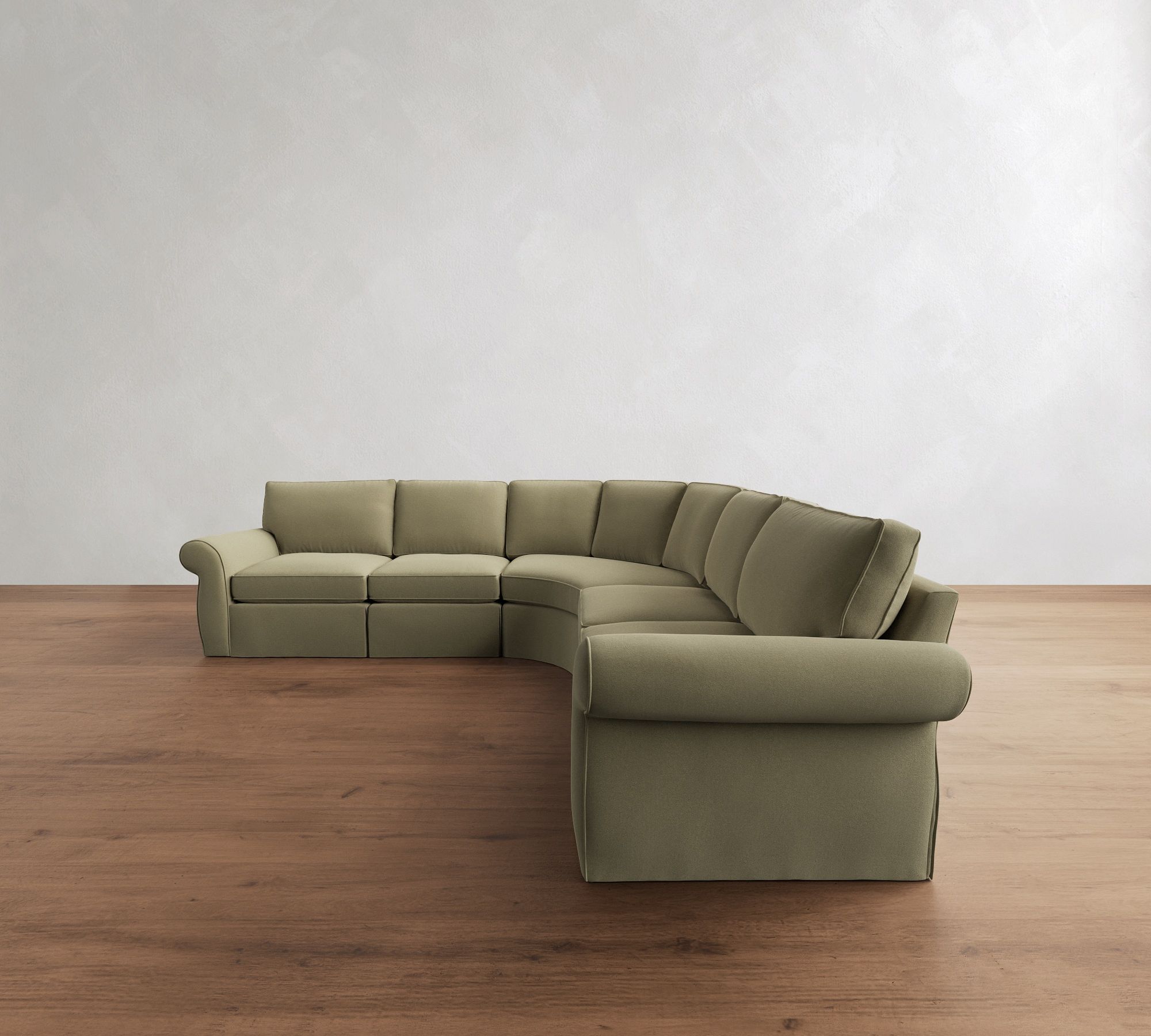 Pearce Roll Arm Slipcovered 5-Piece Curved Wedge Sectional (130") - thumbnail 6