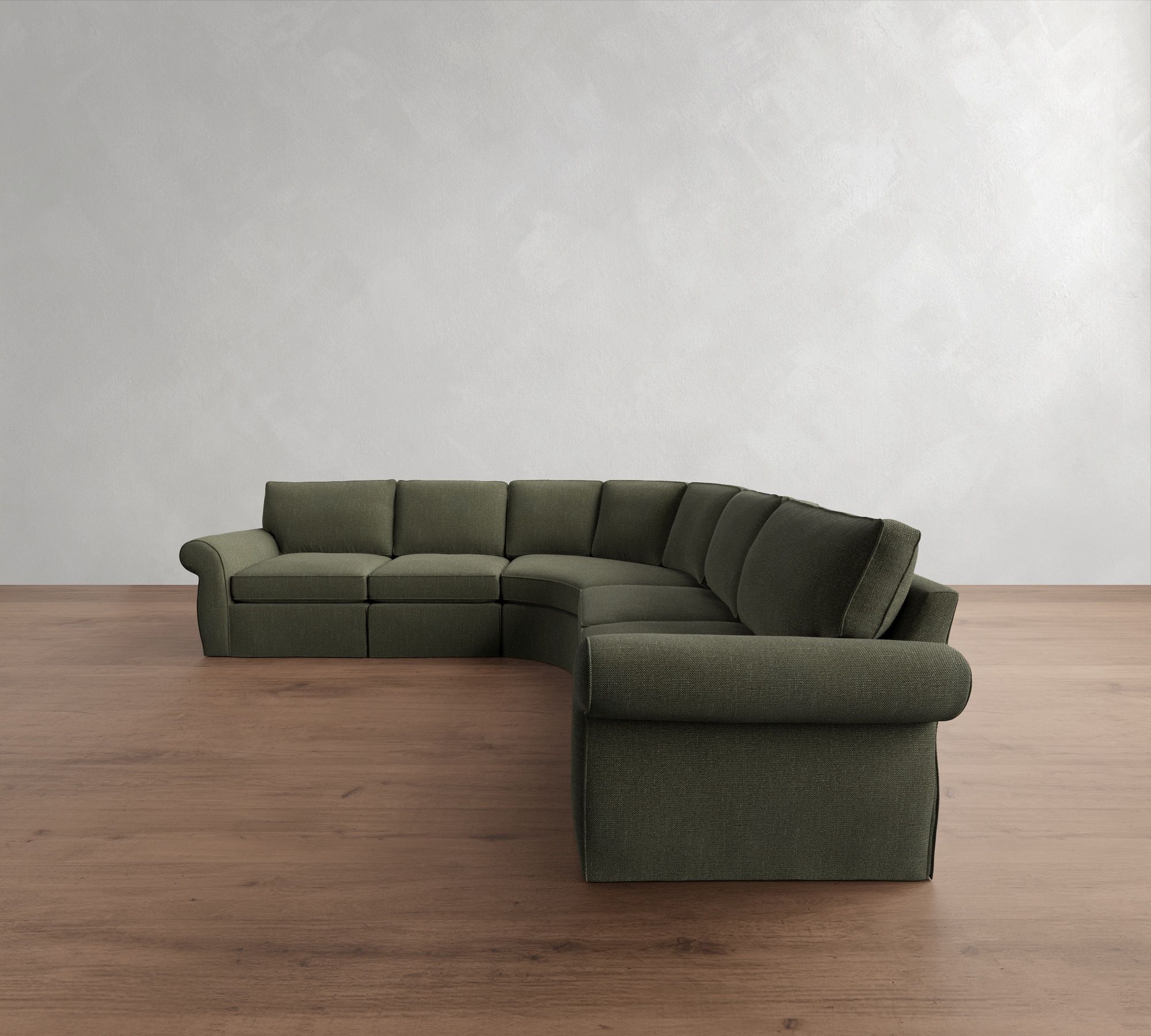 Pearce Roll Arm Slipcovered 5-Piece Curved Wedge Sectional (130") - thumbnail 3
