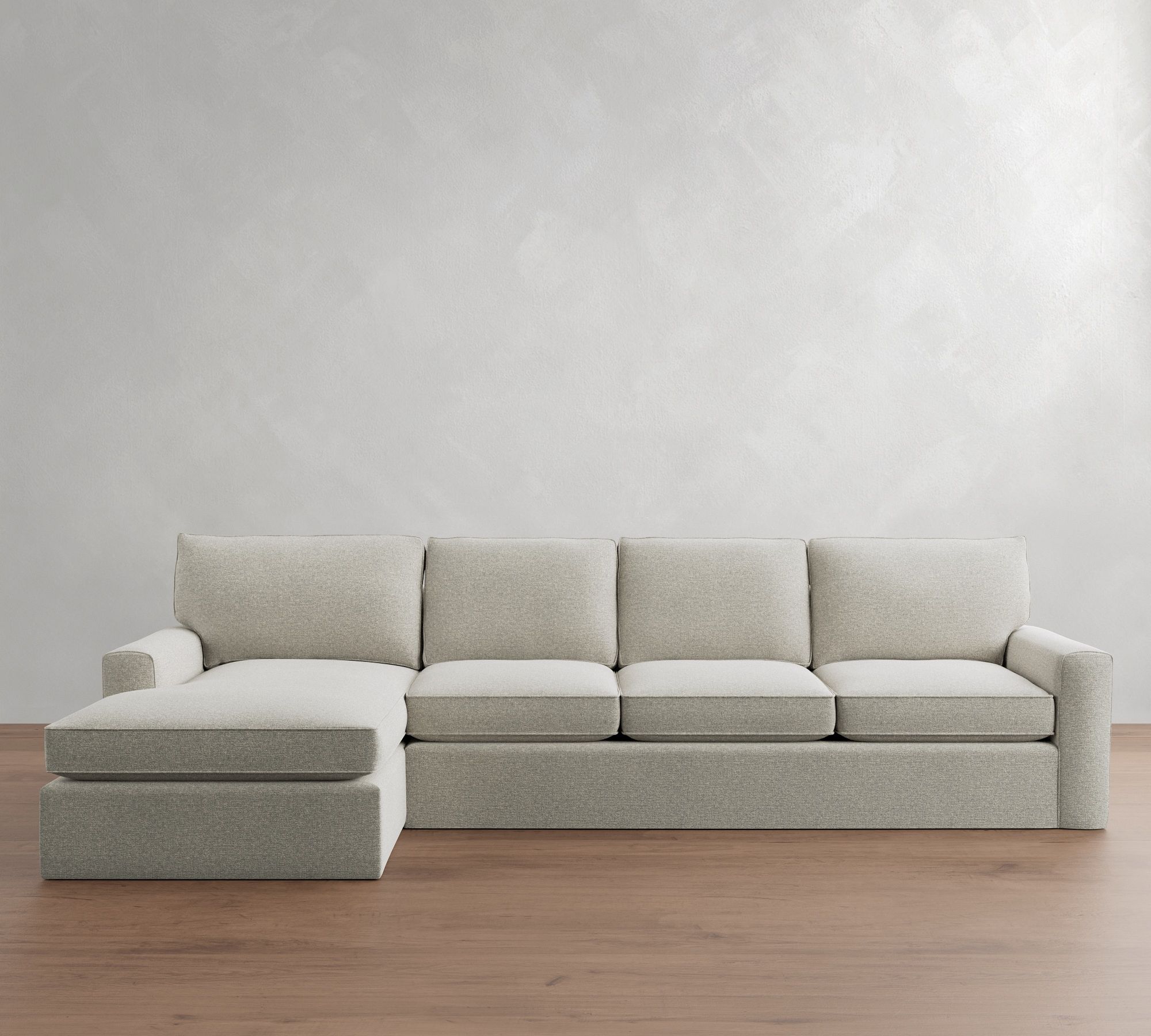 Pearce Square Arm Slipcovered Chaise Sectional (101"&ndash;141")