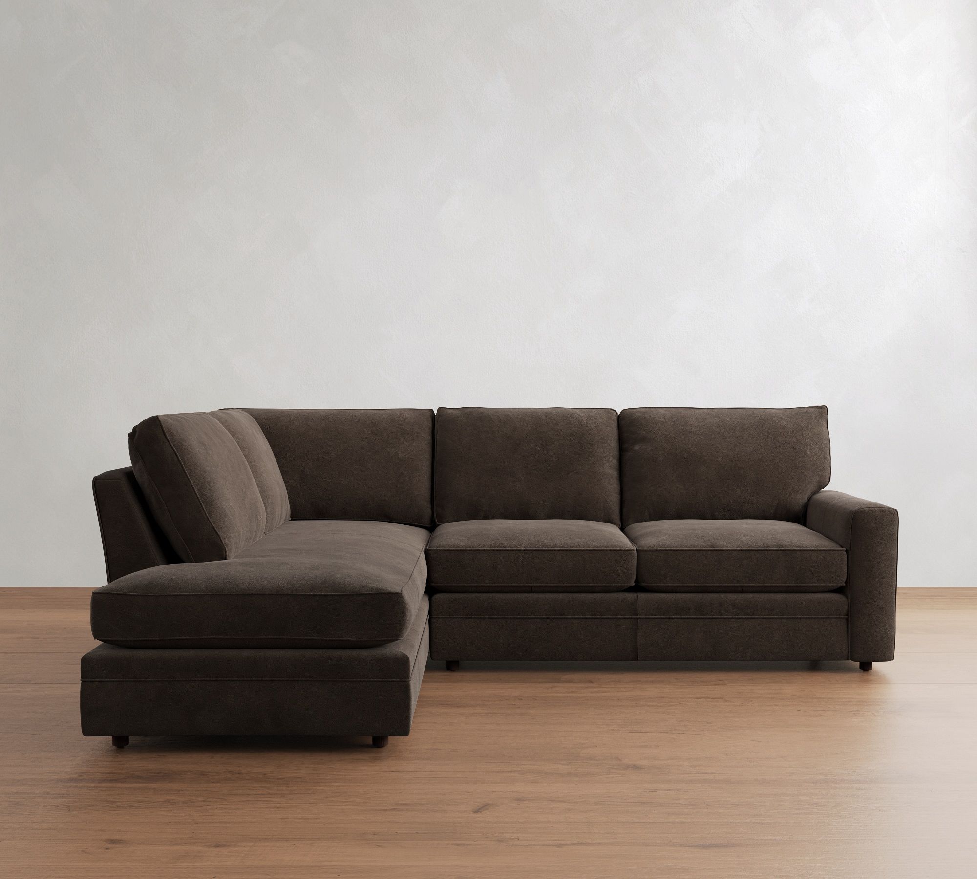 Pearce Square Arm Leather Return Bumper Sectional (112") - thumbnail 2