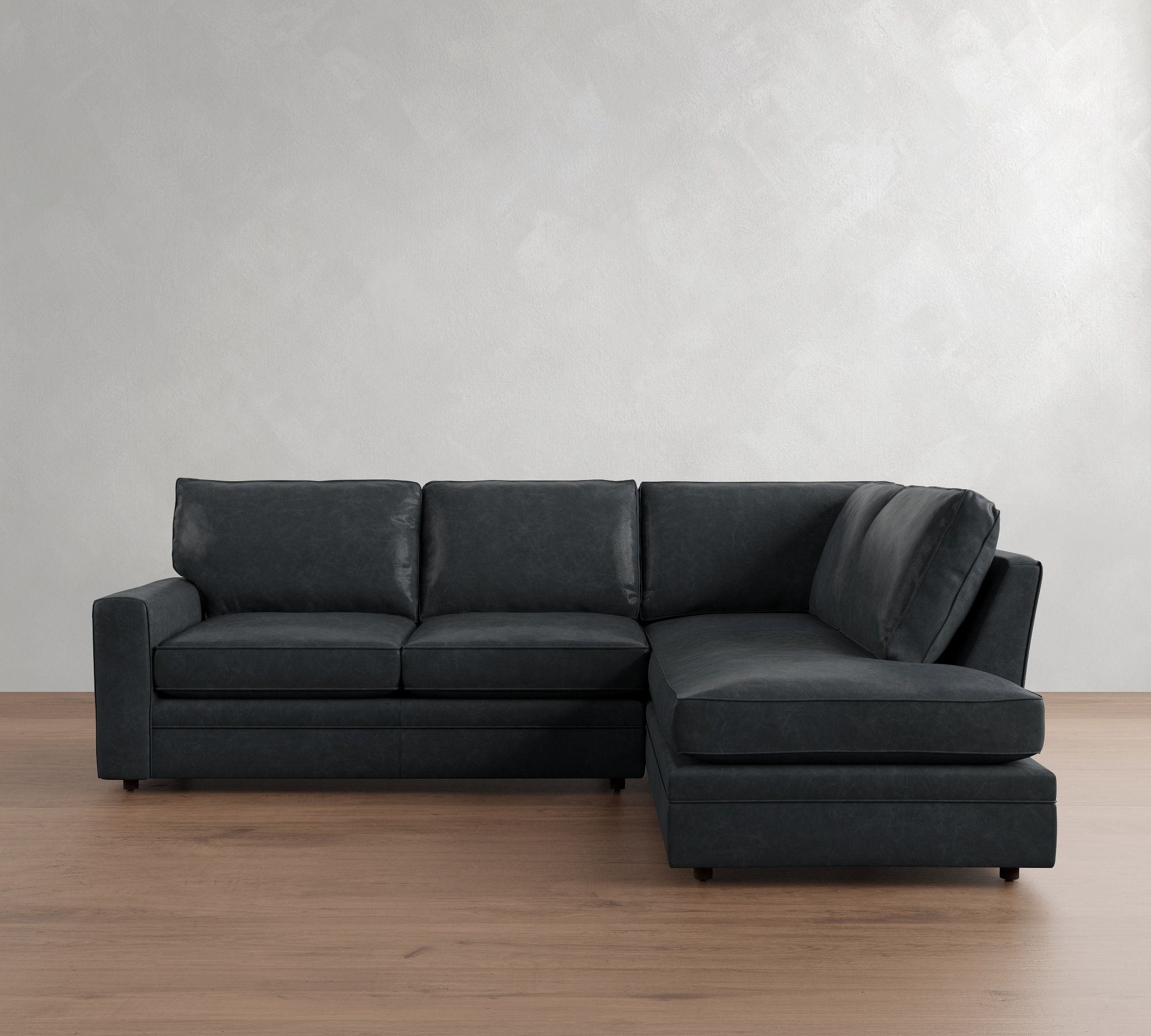 Pearce Square Arm Leather Return Bumper Sectional (112") - thumbnail 8