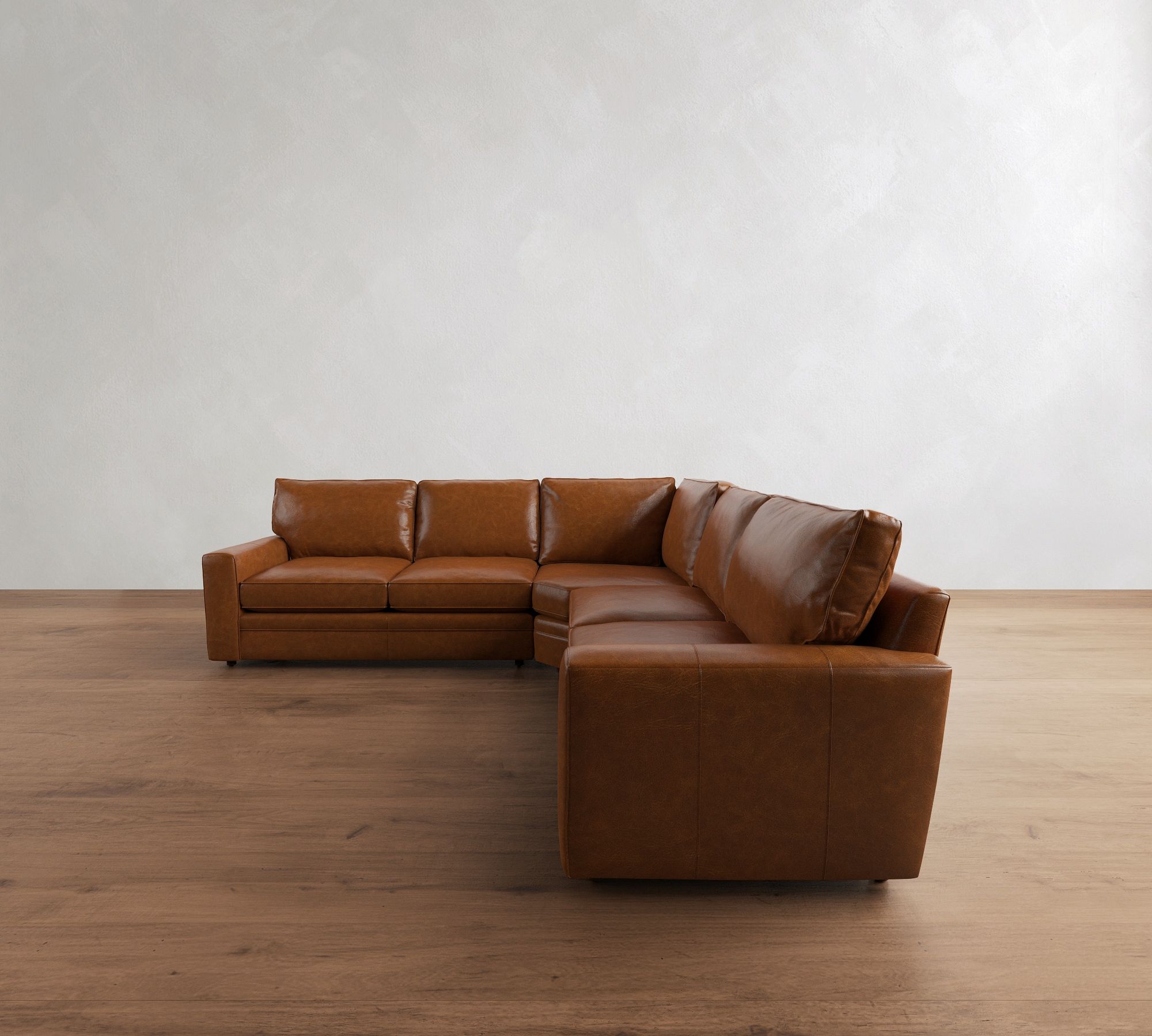 Pearce Square Arm Leather 3-Piece L-Shaped Wedge Sectional (120") - thumbnail 7