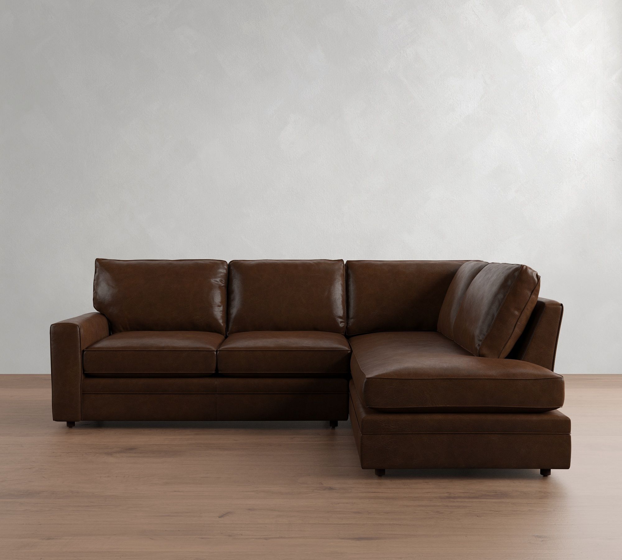 Pearce Square Arm Leather Return Bumper Sectional (112") - thumbnail 10