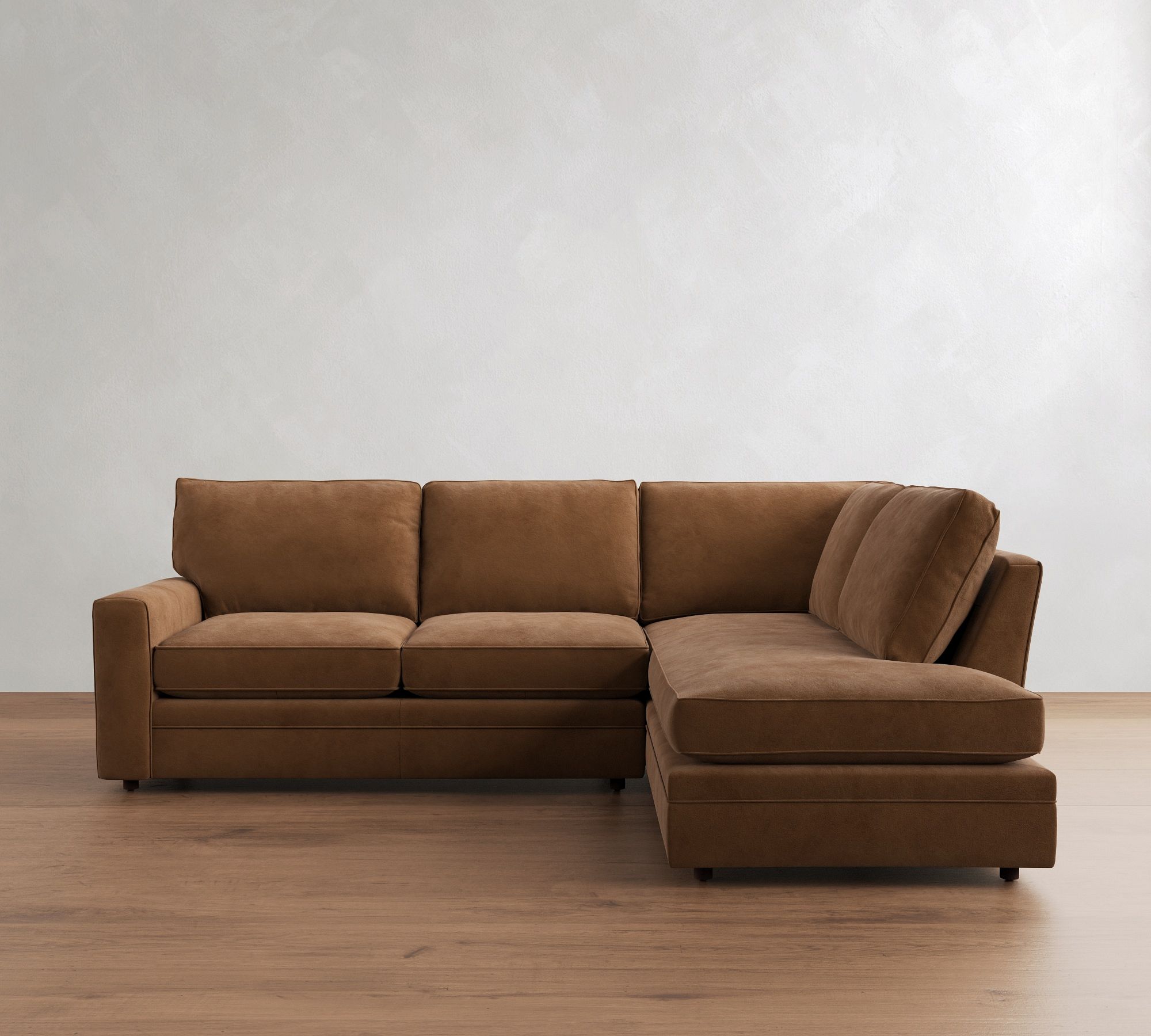 Pearce Square Arm Leather Return Bumper Sectional (112") - thumbnail 3