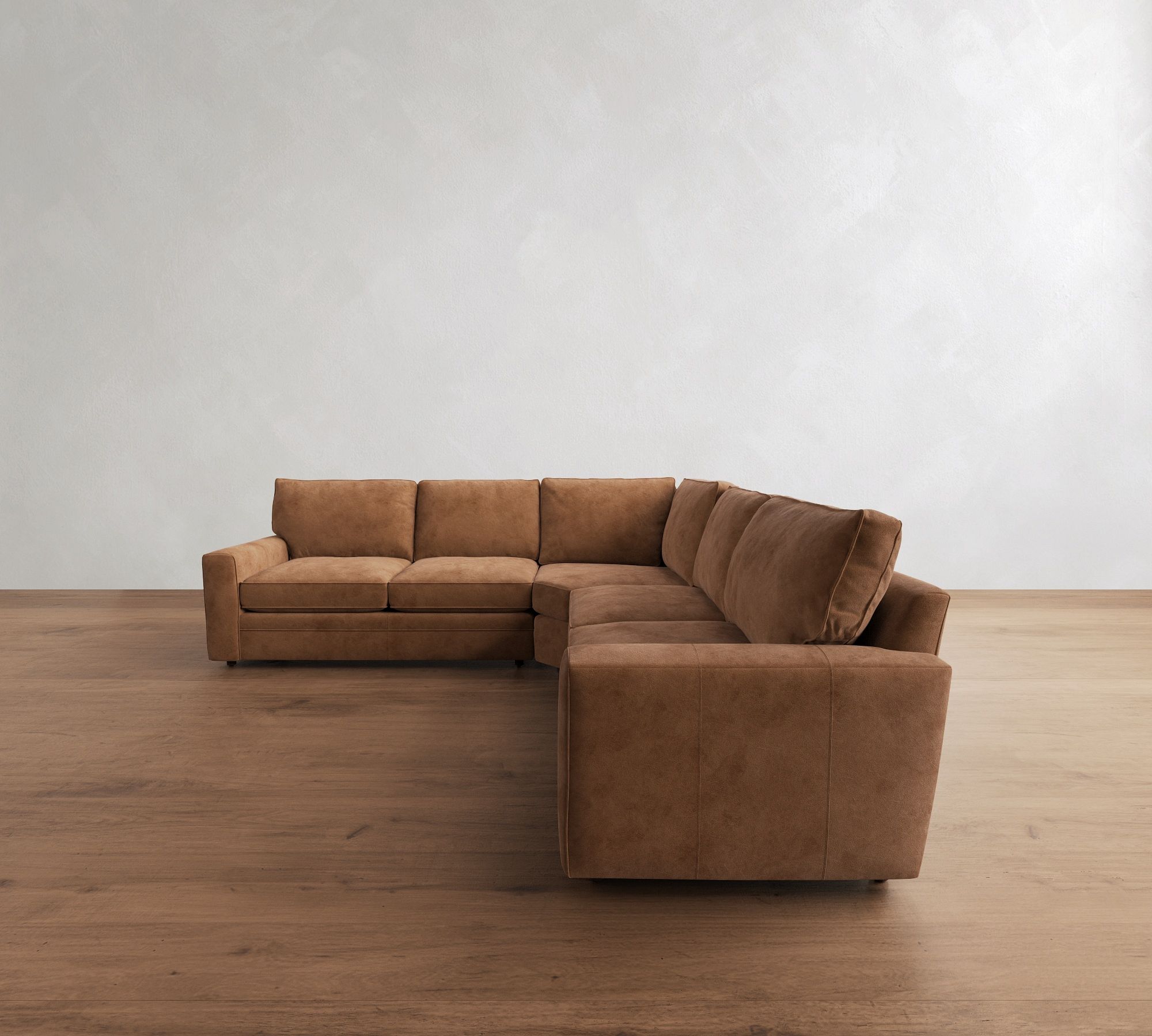 Pearce Square Arm Leather 3-Piece L-Shaped Wedge Sectional (120")