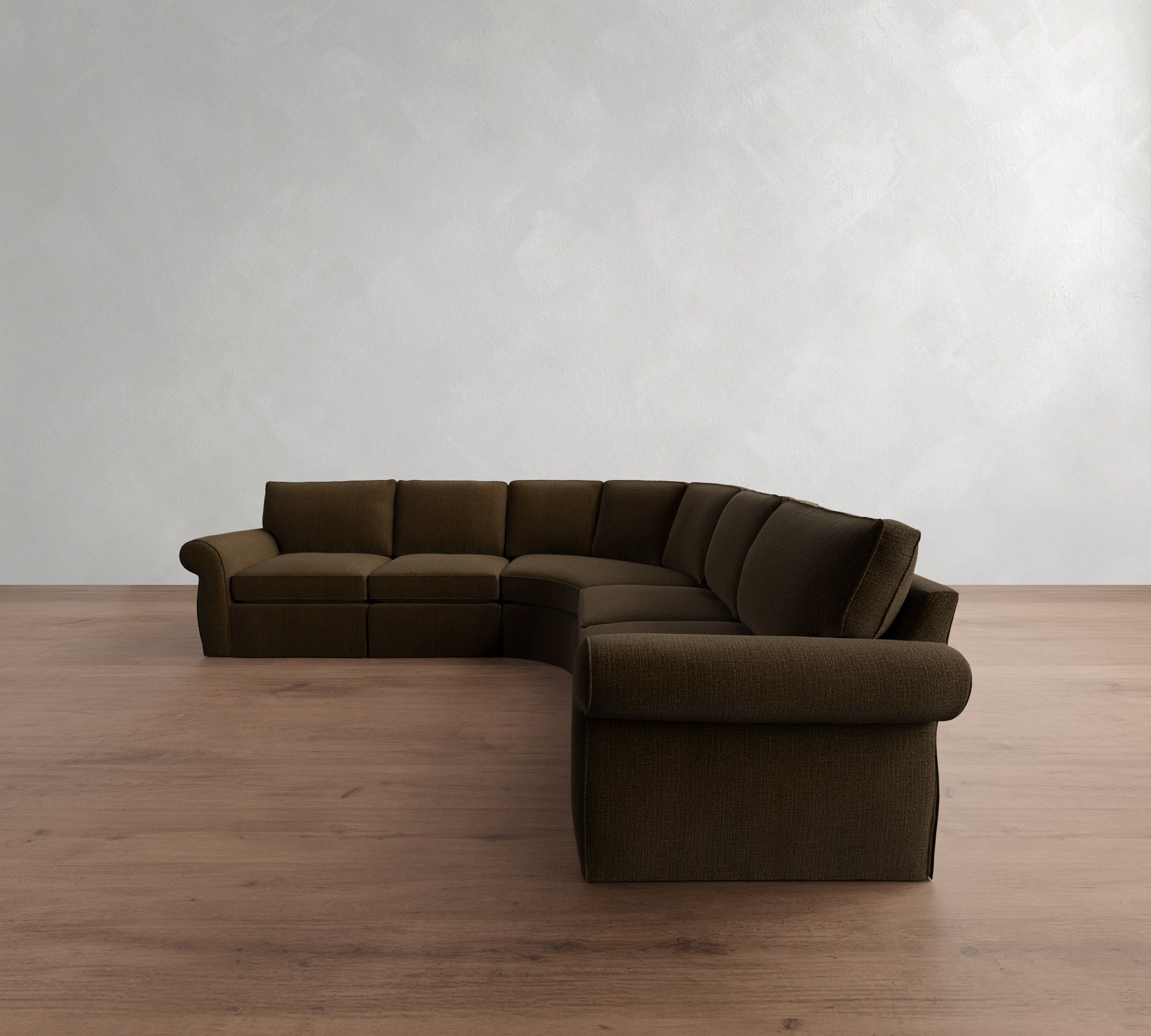 Pearce Roll Arm Slipcovered 5-Piece Curved Wedge Sectional (130") - thumbnail 4