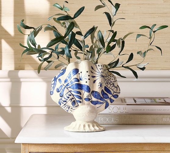 Printed Floral Shell Vase