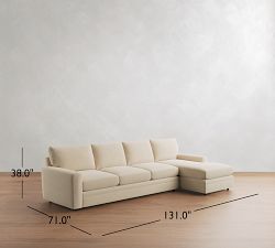 Pearce Modern Square Arm Deep Seat Chaise Sectional (101"&ndash;131")