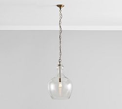 Open Box: Flynn Recycled Glass Pendant, Large (17") - Tumbled Brass