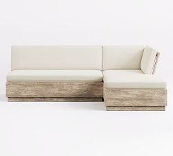 Indio Eucalyptus Modern Platform 3-Piece Loveseat Outdoor Sectional (90")