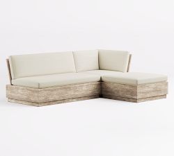 Indio Eucalyptus Modern Platform 3-Piece Loveseat Outdoor Sectional (90")