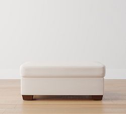 Open Box: York Upholstered Ottoman-And-A-Half - Performance Cozy Chenille Ivory, Espresso
