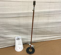 Open Box: Harrison Leather Wrapped Floor Lamp (50") - White, Bronze &amp; Vintage Brass