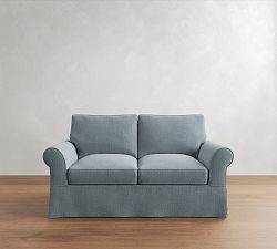 Open Box: PB Comfort Roll Arm Loveseat Replacement Slipcover (68"), 2X2 - Performance Rustic Linen Chambray