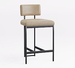 Open Box: Lowen Leather Counter Stool (26"H) - Statesville Pebble, Bronze