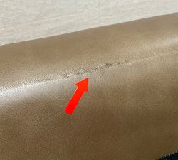 Open Box: Pearce Square Arm Leather Sofa, Grand (91") - Legacy Taupe, Espresso
