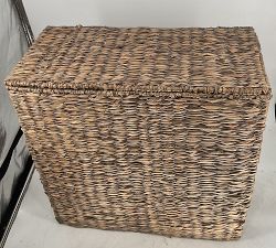 Open Box: Seagrass Handcrafted Divided Hamper - Rattan Gray Wash