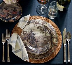 Kravet Folly Scenic Stoneware Salad Plates - Mixed Set of 4