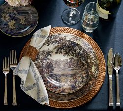 Kravet Folly Scenic Stoneware Salad Plates - Mixed Set of 4