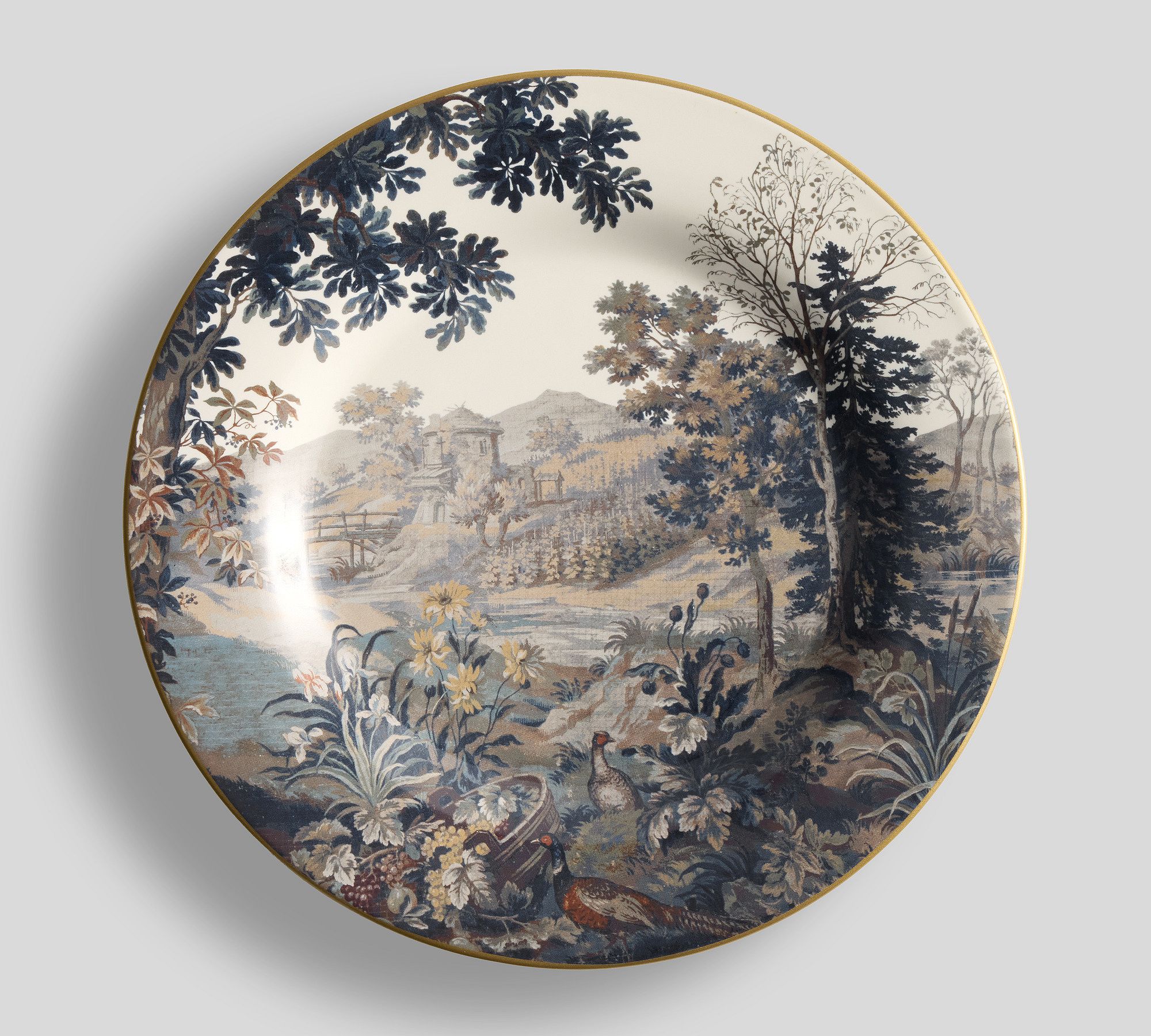 Kravet Folly Scenic Stoneware Salad Plates - Mixed Set of 4