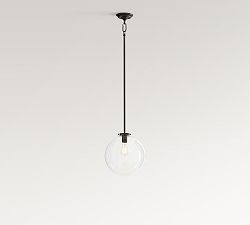 Open Box: Anderson Clear Glass Globe Pendant, Small (12"Diam.) - Bronze, Clear
