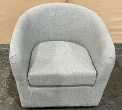 Open Box: Blake Upholstered Swivel Armchair - Premium Performance Basketweave Light Gray
