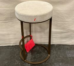 Open Box: Cutler Upholstered Counter Stool (26.5") - Velvet Beige, Brass Base