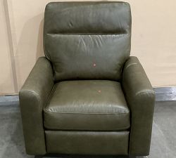 Open Box: Parker Leather Power Swivel Glider Recliner - Statesville Wolf Gray