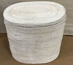 Open Box: Tava Handwoven Rattan Divided Hamper - White