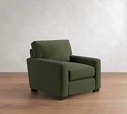 Open Box: Turner Square Arm Small Armchair without Nailheads (36") - Performance Everydayvelvet Fern