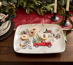Christmas in the Country Rectangular Stoneware Serving Platter