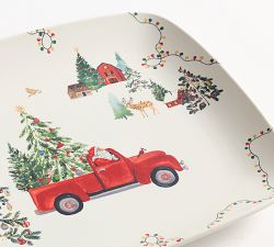 Christmas in the Country Rectangular Stoneware Serving Platter