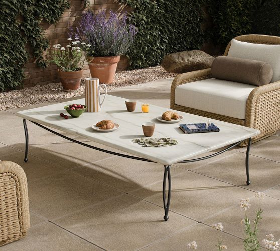 Ravelle Marble Outdoor Coffee Table (60") by Pottery Barn