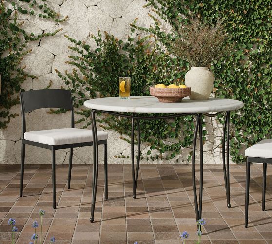Ravelle Marble Outdoor Dining Table (42") by Pottery Barn